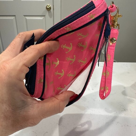 Simply Southern wristlet nautical themed pink with gold anchors - Picture 5 of 11